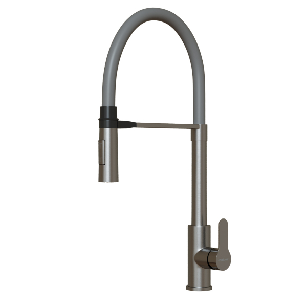 Смеситель для кухни 35k MIXLINE MLSS-0402 серый гибкий излив магнит, п/гайку САТИН Ника