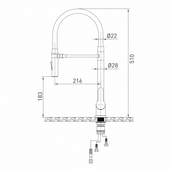 Смеситель для кухни 35k MIXLINE MLSS-0402 серый гибкий излив магнит, п/гайку САТИН