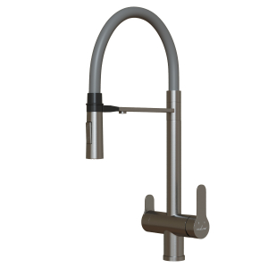 Смеситель для кухни 35k MIXLINE MLSS-0401 СЕРЫЙ гиб. излив магнит, подкл.к фильтру, п/гайку САТИН Ника